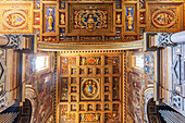 Rome, Italy, July 22 2017, Intricate gold ceiling design in the Archbasilica of Saint John Lateran, Rome.