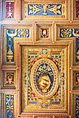 Rome, Italy, July 22 2017, Ornate ceiling of St. John in Lateran featuring Pope Pius V badge.