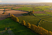 Aerial view of the fields in La Alfranca area in Zaragoza, Spain