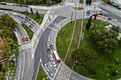 Aerial view of a roundabout in Zaragoza, Spain