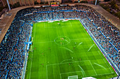 Aerial view of the Romareda soccer stadium during a Real Zaragoza match against UD Almeria