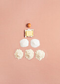 Ingredients for biscuit dough - 1 egg, 1 part sugar, 2 parts butter, 3 parts flour