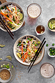 Asian glass noodle salad with vegetables and lime