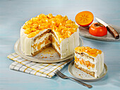 Gluten-free persimmon and almond cake with mascarpone
