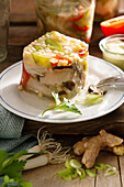 Chicken aspic with vegetables from the preserving jar