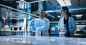 Neuroscientists working brain hologram