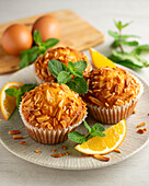 Muffins with toasted almond slivers