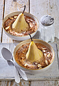Warm pear with almond and cinnamon cream