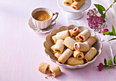 Sponge rolls with raspberry and apricot filling