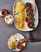 Butternut steaks with kimchi ranch dip and shoestring fries