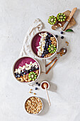 Acai bowl with coconut chips and blackberries