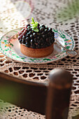 Blueberry tart with shortcrust pastry base