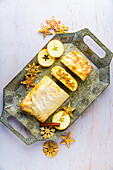 Christmas baked apple and curd cheese strudel