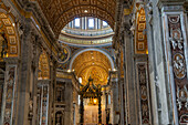 Bernini's Baldachin and apse of St. Peter's Basilica, Vatican City, Rome, Italy.