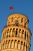 Tourists on the observation platform of the Leaning Tower of Pisa. Pisa, Italy.