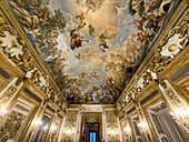 Baroque paintings on the ceiling of the Mirror Gallery in the Palazzo Medici Riccardi, Florence, Italy. Painted in the 1680s by Luca Giordano.