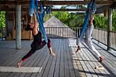 Maldives aero yoga class in the Six Senses Laamu maldives luxury resort villas, Laamu Atoll region Maldives