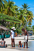 People in the plage de Ti Mouillage beach in Cayes-de-Jacmel, Cayes de Jacmel, Jacmel, Haiti.