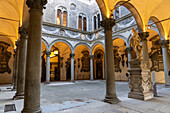 The statue of Orpheus Enchanting Cerebrus in the entry courtyard of the Palazzo Medici Riccardi, Florence, Italy.