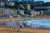 Landscape view over Playa de La Concha beach in San Sebastian, Gipuzkoa, Donostia San Sebastian city, north of Spain, Euskadi, Euskaerria, Spain.