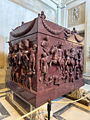 Red porphyry sarcophagus of St. Helena. Pio Clementino Museum, Vatican Museums, Vatican City, Rome, Italy. St. Helena was the mother of Constantine the Great.