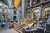 Inside Central train station in Antwerp Belgium