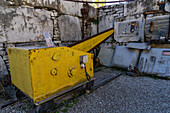 A vintage Korfmann marble-cutting chain saw machine. Fantiscritti Quarry Museum, Carrara, Italy.