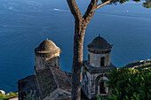 Domes of the Church of Santa Maria delle Grazie in Ravello on the Amalfi Coast of Italy.