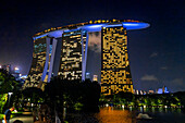 Marina Bay Sands Hotel at dusk, Marina Bay, Downtown Core, Singapore