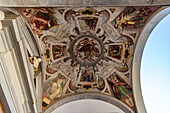 Frescos on the ceiling of the portico of the Hospital of the Innocents in Florence, Italy.