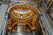 Dome over the Pietá Chapel in St. Peter's Basilica, Vatican City, Rome, Italy.