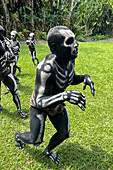 The Skeleton Men from the Omo Bugamo tribe of Papua New Guinea paint their bodies with black and white paint emulating the human skeleton, Chimbu Province, Papua New Guinea