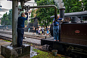 Azpeitia old steam train car in the Basque Railway Museum one of the most important of its kind in Europe. Railway history of Euskadi in Azpeitia, Gipuzkoa, Euskadi, Basque country, Spain.