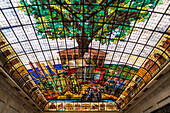 The Tree of Gernika stained glass ceiling in the Assembly House Casa de las Juntas, Gernika Guernica, Basque Country, Spain