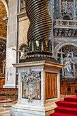 Coat of arms of Pope Urban VIII on Bernini's Baldachin in St. Peter's Basilica, Vatican City, Rome, Italy.