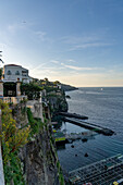 The Hotel de la Syrene perched on the cliff top above the harbor in Sorrento, Italy.