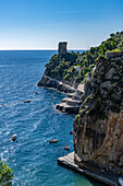 The Torre a Mare, a Saracen tower by Marina di Praia, a resort area in the commune of Praiano on the Amalfi Coast of Italy.