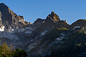 A view of the marble quarries of the Fantiscitti Basin near Carrara, Italy.