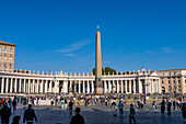 The Vatican Obelisk in the center of St. Peter's Square in Vatican City in Rome, Italy, brought from Egypt in 40 A.D.