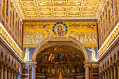 The 5th Century triumphal arch of the central nave of the Basilica of St. Paul Outside the Walls, Rome, Italy.