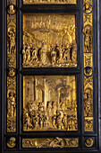 Detail of the East Doors of the Baptistery by Lorenzo Ghiberti the Duomo Museum in Florence, Italy.