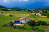 Typical borda caserio basque farmhouse houses in Abornicano, Alava, Araba Euskal herria, Euskadi Spain.