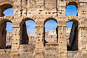 The ancient Roman Colosseum or Flavian Amphitheater in Rome, Italy.