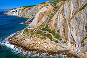 The wonderful Barrika Beach and Flysch de Bizkaia in Vizcaya, Basque Country, Euskadi, Spain.