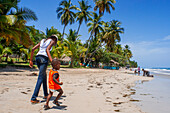 Palm trees in the plage de Ti Mouillage beach in Cayes-de-Jacmel, Cayes de Jacmel, Jacmel, Haiti.