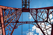 Vizcaya Bridge, a transporter bridge that links the towns of Portugalete and Getxo, Bilbao province, Basque Country, Euskadi, Spain.