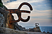 The comb of the wind - Peine del viento sculptures of Eduardo Chillida at the foot of the Igeldo mountain in San Sebastián, Gipuzkoa, Basque country, Euskadi, Spain.