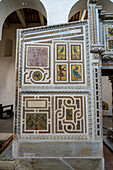 Detail of the 13th Century Gospel Pulpit in the nave of the Ravello Duomo in Ravello, Italy.