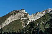 A view of the marble quarries of the Fantiscitti Basin near Carrara, Italy.