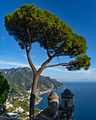 Domes of the Church of Santa Maria delle Grazie in Ravello on the Amalfi Coast of Italy.